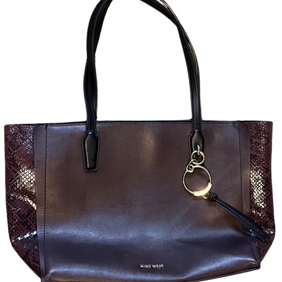 Nine West Purple and Black Snakeskin Tote Bag - Picture 1 of 11